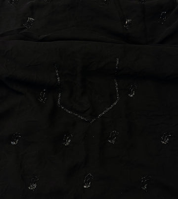 Black georgette saree with floral cutdana and sequin work – premium designer partywear saree for women