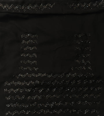 Black georgette saree with black chevron bead embroidery and zig-zag border – Jyoti Sarees