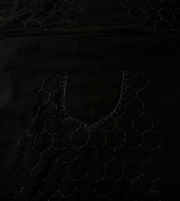 Black georgette saree with all-over cutdana embroidery β folded view