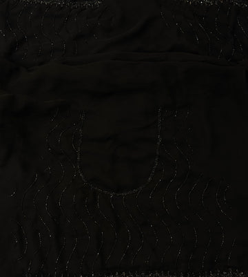 Black georgette saree with wavy cutdana handwork and scallop bead border – Jyoti Sarees