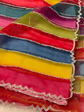 Premium multicolor tissue saree with unstitched blouse – perfect for festive and party occasions