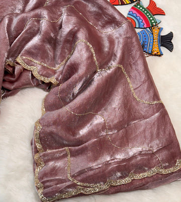 Mauve Rose Fendy Silk Saree with Shimmery Texture