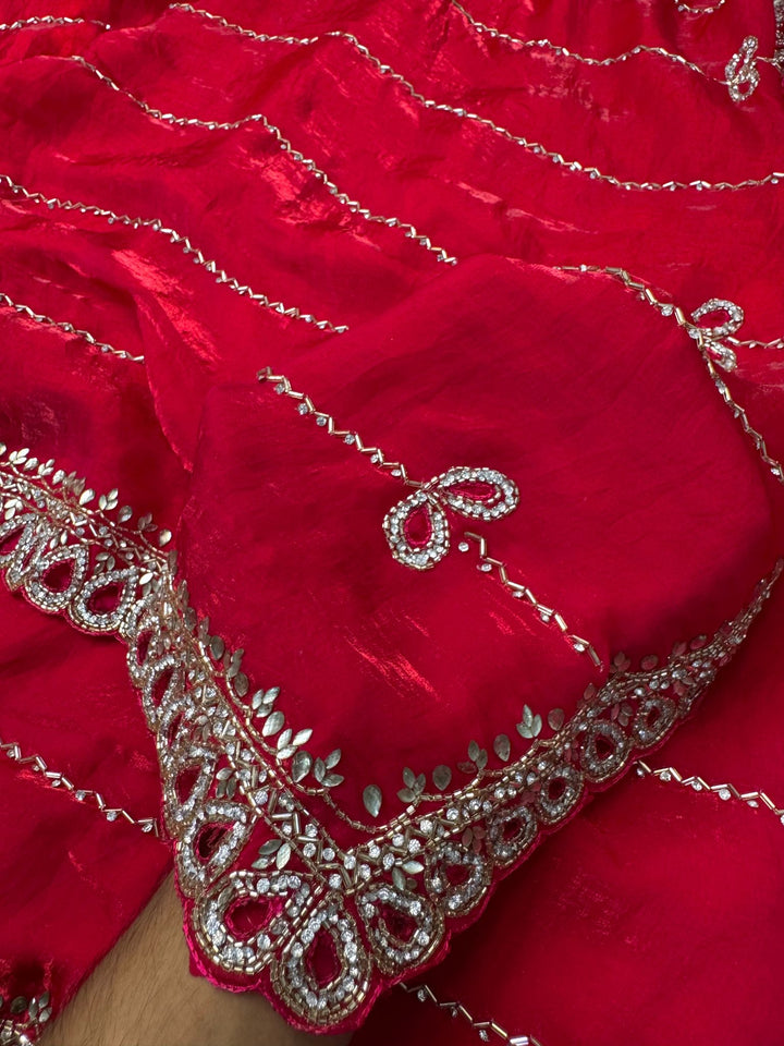Premium Fendy Silk Saree with Cutwork Embroidery Border