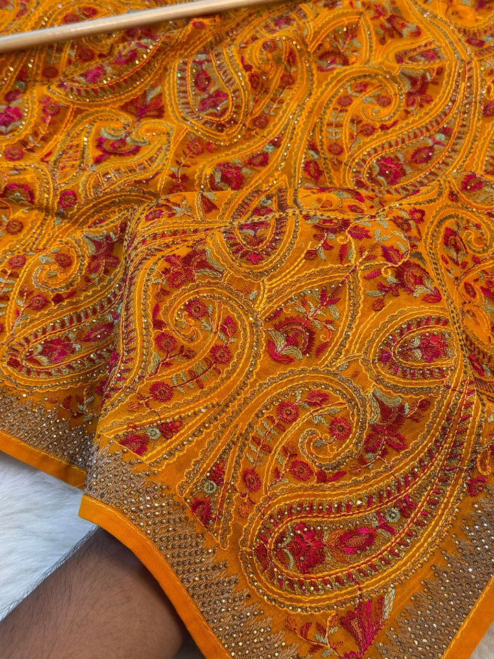Kashmiri Work Saree with Heavy Embroidered Border
