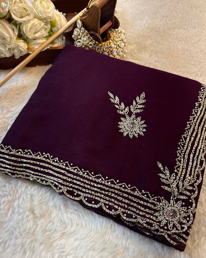 Embroidered Premium Rangoli Silk Saree with Sequin Floral Border – Jyoti Sarees Exclusive