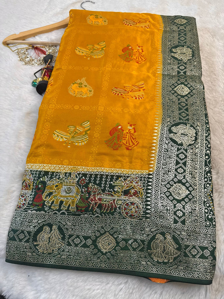 Silk Saree with Heritage Motifs & Royal Zari Border