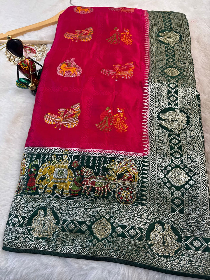 Silk Saree with Heritage Motifs & Royal Zari Border