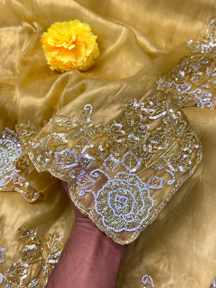 Premium Rena Coating Saree – Heavy Sequin & Bead Embroidery Border