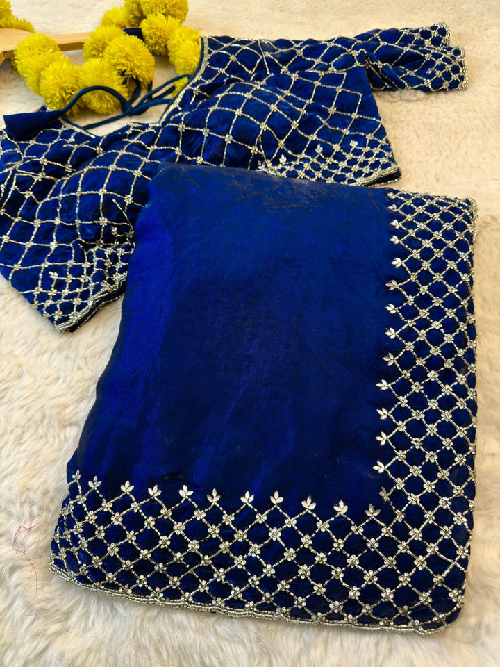 ✨ Fendy Silk Saree with Hand Embroidered Blouse