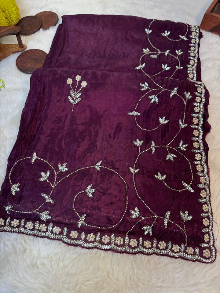 Premium HO Silk Saree with Zarkan Embroidery Work