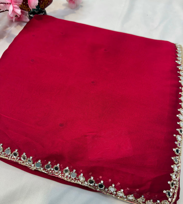 Rangoli Silk Saree with Mirror Work Border & Blouse