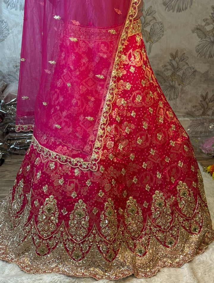 Premium Rani Pink Bridal Lehenga with Heavy Embroidery Blouse & Designer Dupatta