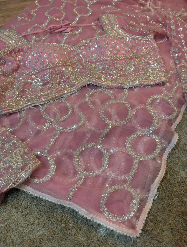 Premium Net Saree with Heavy Sequin Embroidery & Designer Stitched Blouse