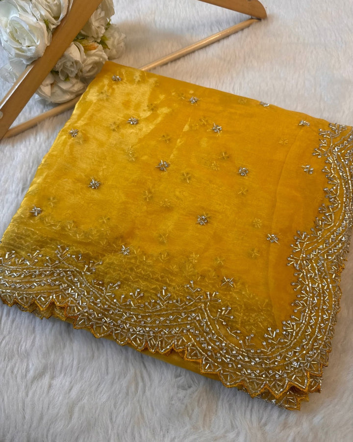Dolchi Mausam Tissue Saree with Sequin & Cutdana Embroidery – Jyoti Sarees
