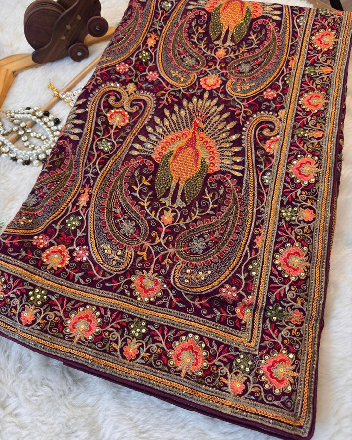 Royal Kashmiri Saree with Intricate Multi-Thread Work