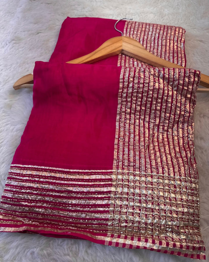 HO Silk Saree with Zari & Sequin Striped Border