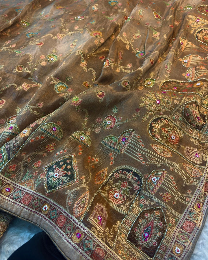 Premium Art Silk Saree with Zari Embroidery & Mirror Detailing