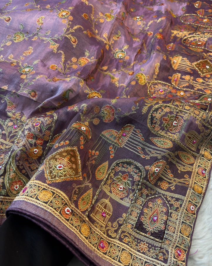 Premium Art Silk Saree with Zari Embroidery & Mirror Detailing