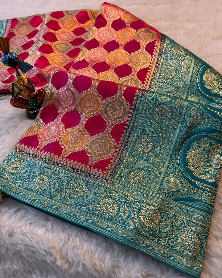 Premium Art Silk Banarasi Weaving Saree with Rich Zari Border