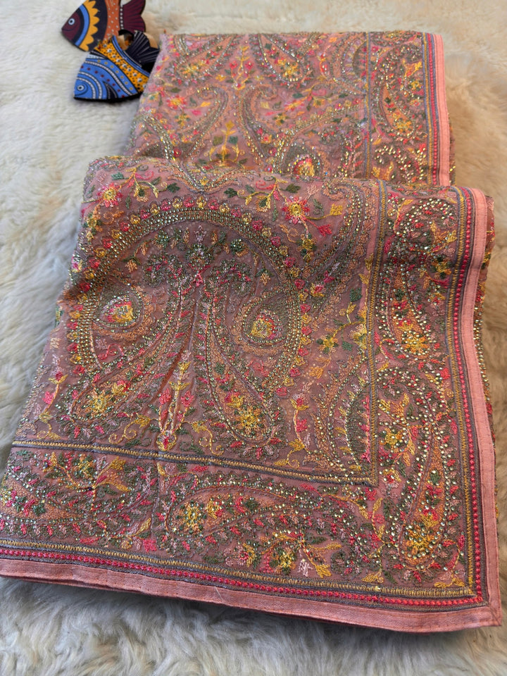 Signature Kashmiri Thread Work Georgette Saree