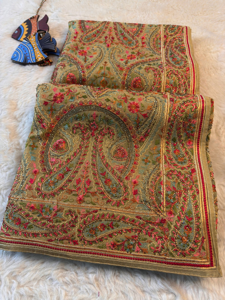 Signature Kashmiri Thread Work Georgette Saree