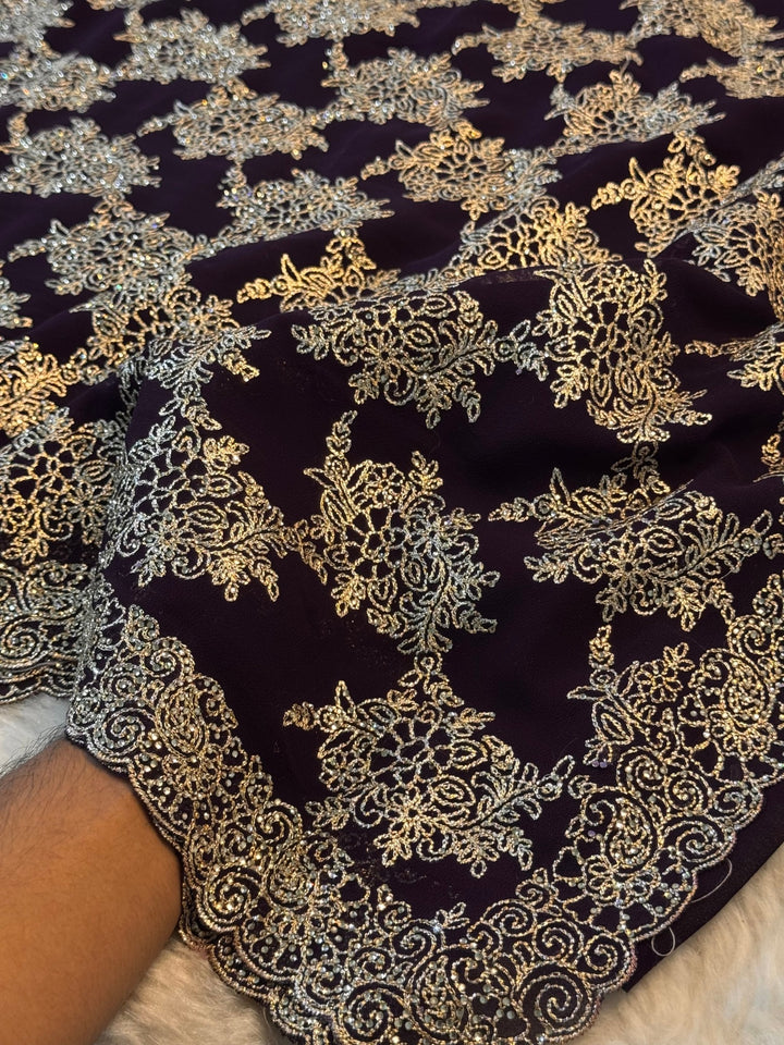 Luxury Georgette Saree with Heavy Zari & Sequin Embroidery Border