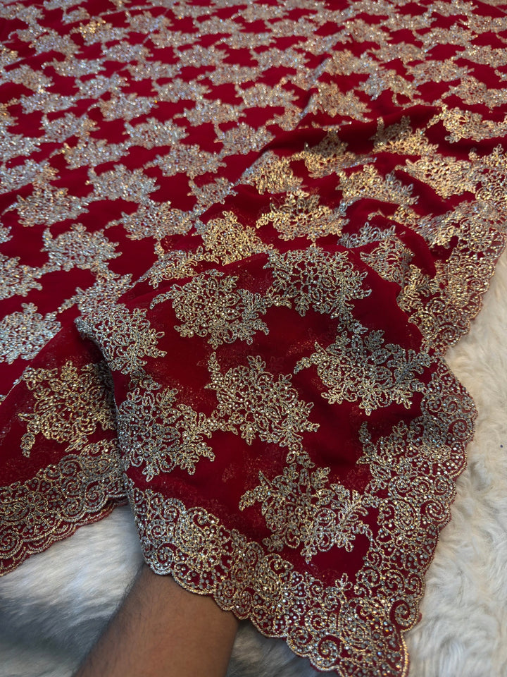 Luxury Georgette Saree with Heavy Zari & Sequin Embroidery Border