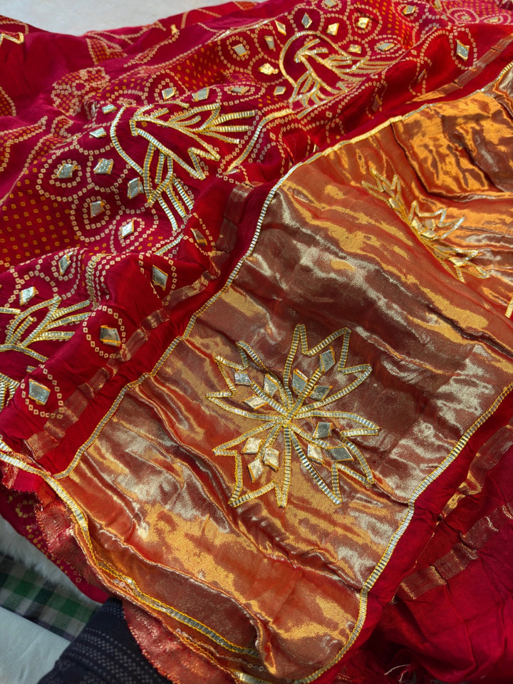 Premium Gajji Silk Saree with Traditional Bandhani Design