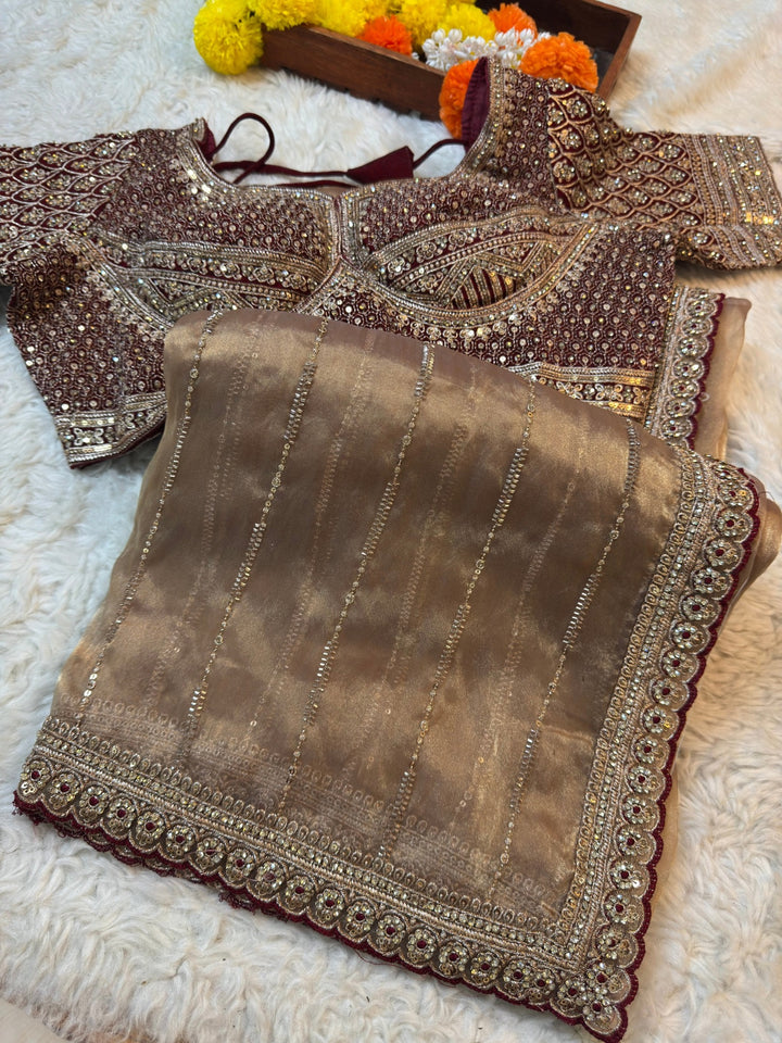 Designer Sufi Silk Saree with Heavy Embellished Blouse