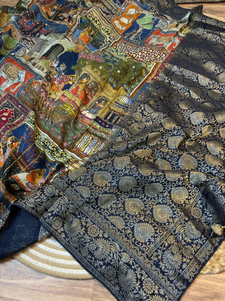 Heritage Tales Printed Brocade Saree