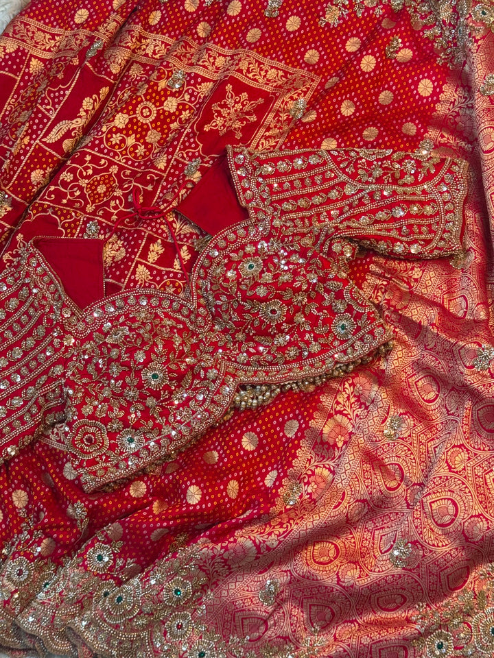 Khadi Silk Saree with Traditional Print & Heavy Handwork Border