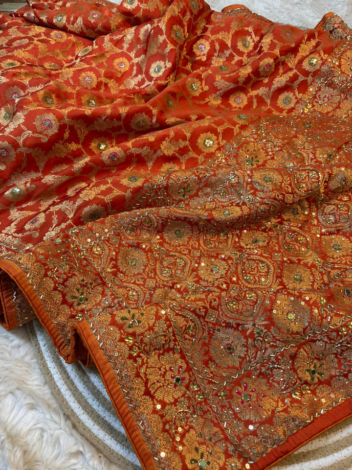 Royal Heritage Silk Saree with Zari Floral Jaal & Handcrafted Border