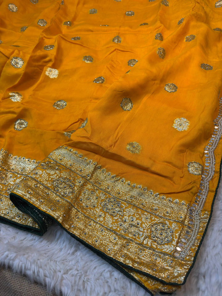 Banarasi Style Dola Silk Saree with Rich Floral Zari Border