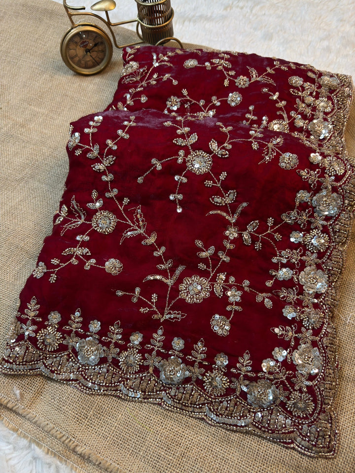 Premium Embroidered Fendy Silk Saree with Designer Border