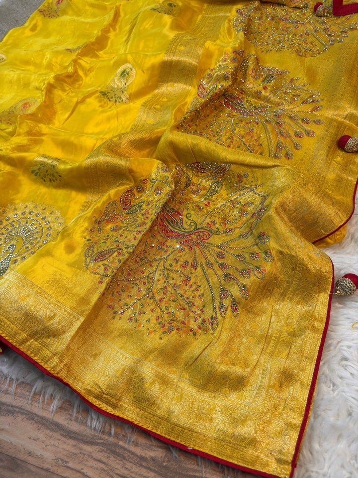 Premium HO Silk Banarasi Saree with Heavy Peacock Design