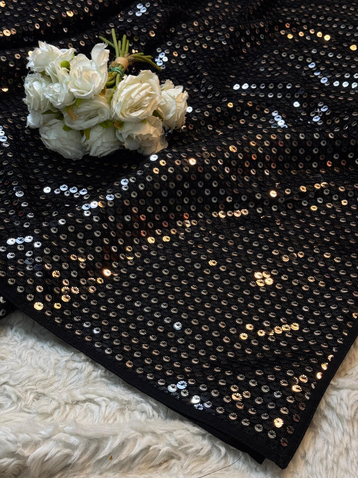 Glam Party Wear Georgette Sequin Saree