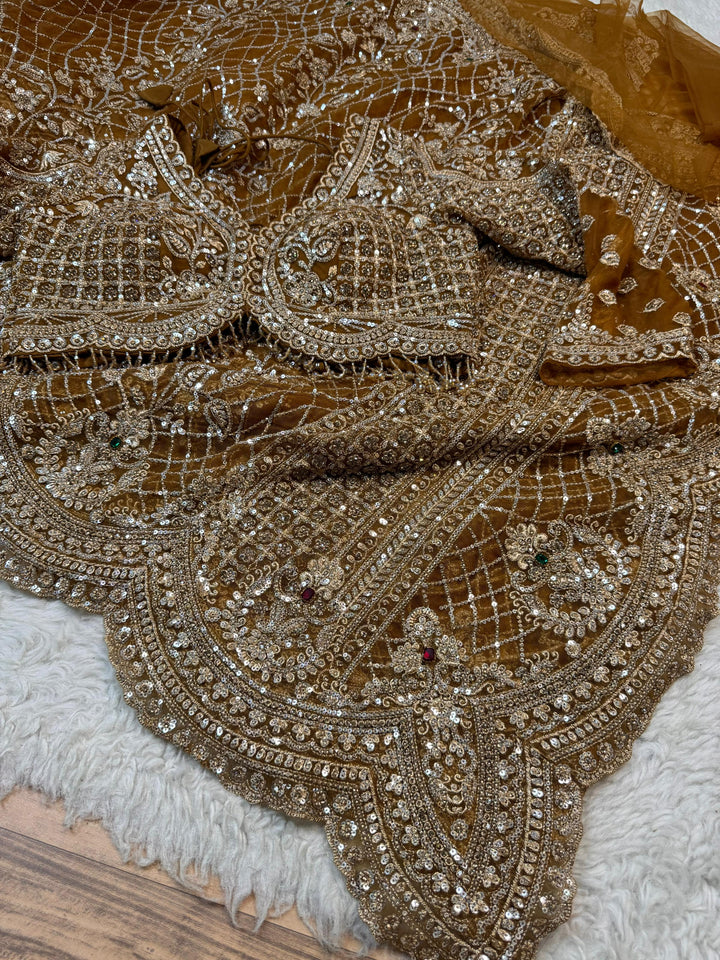 Luxury Net Saree with Heavy Sequins Work & zari work and Stitched Blouse