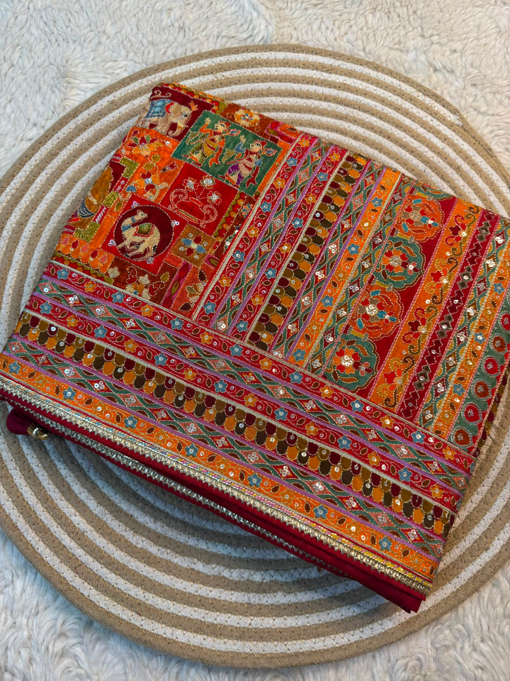 Multicolour Aari Tari Work Designer Saree