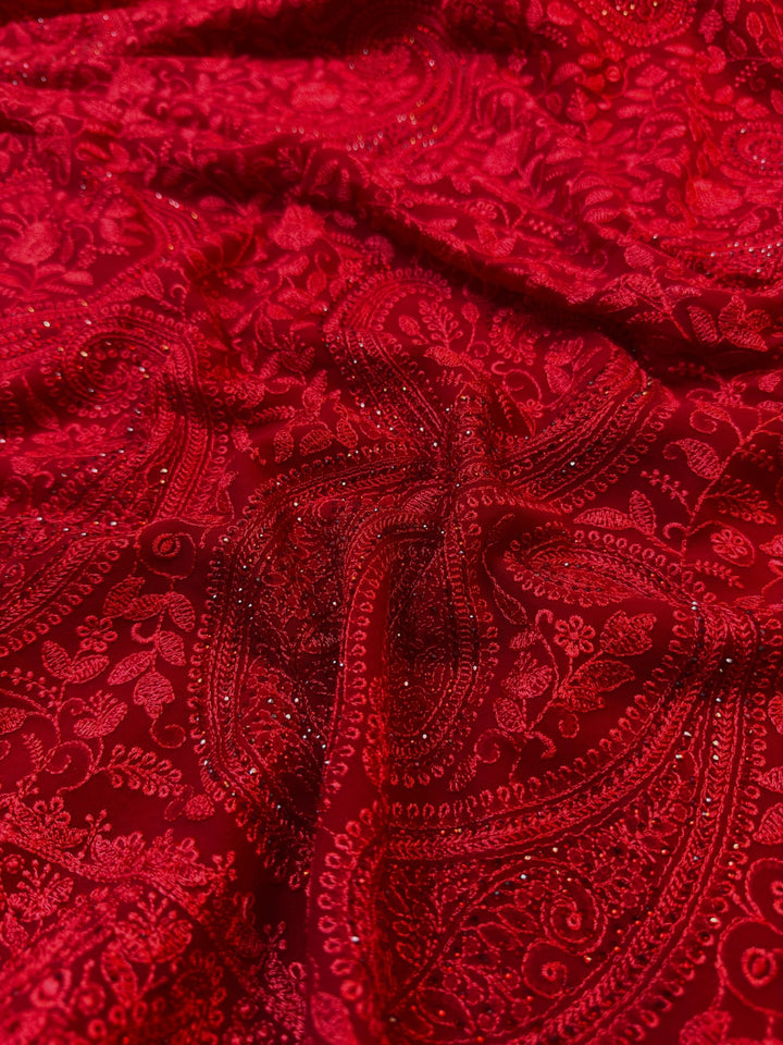 Traditional Kashmiri Thread Work Saree with Rich Border