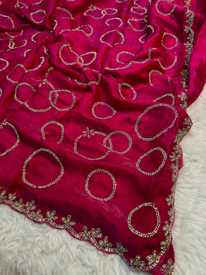 Glam Fendy Saree with Ring Motifs & Hand Embroidered Border