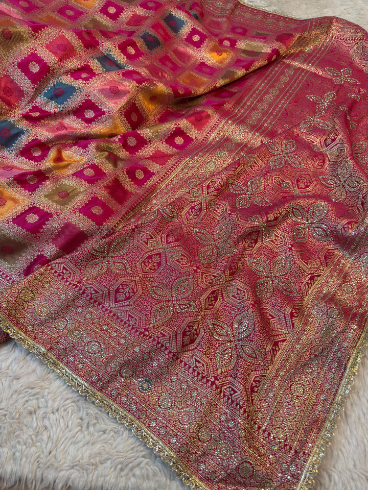 Premium Multicolour Zari Woven Silk Saree with Rich Designer Border