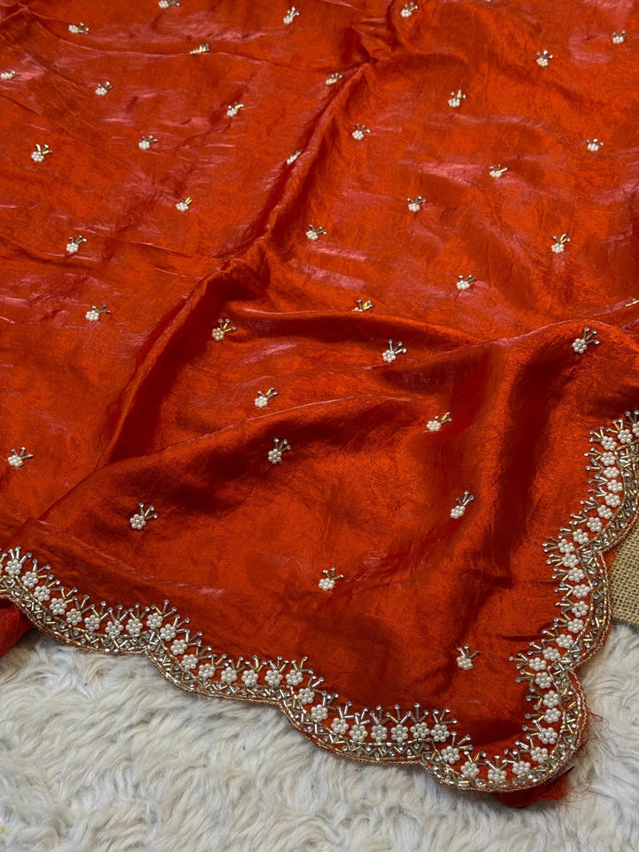Classic Fendy Silk Saree with Delicate Pearl Work