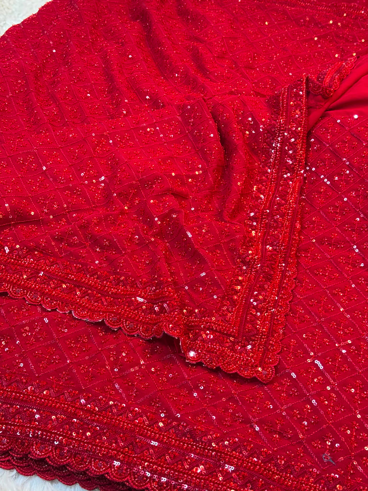 Georgette Heavy Sequin & Bead Work Saree