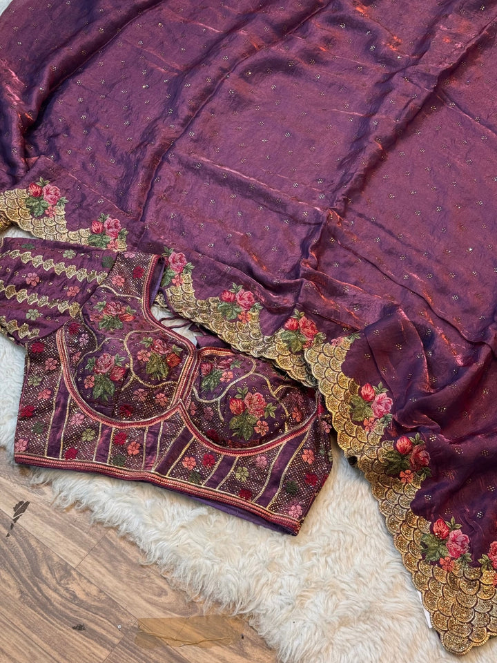 Premium Fendy Silk Saree with Stitched Designer Blouse