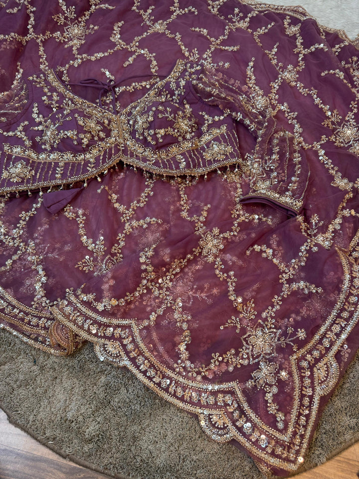 Luxury Sequin Embroidered Net Saree with Ready-to-Wear Blouse