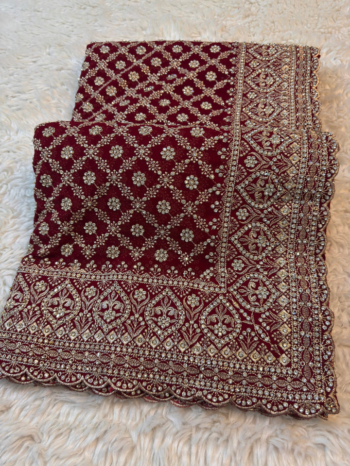 Premium Georgette Saree with Allover Zari Embroidery