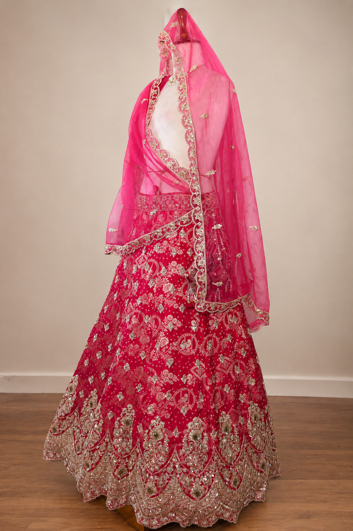 Premium Rani Pink Bridal Lehenga with Heavy Embroidery Blouse & Designer Dupatta