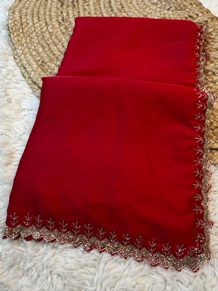 Premium Satin Silk Saree with Elegant Handwork Border