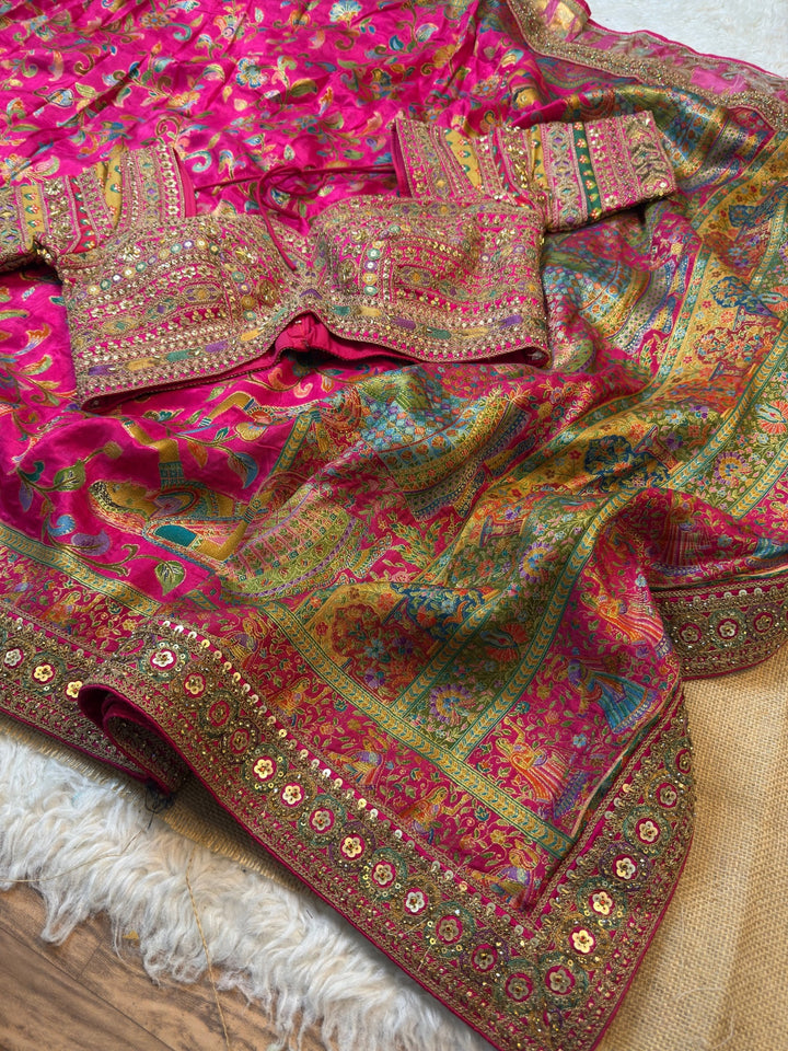 Premium Position Pashmina Silk Saree with Heavy Border & Stitched Designer Blouse