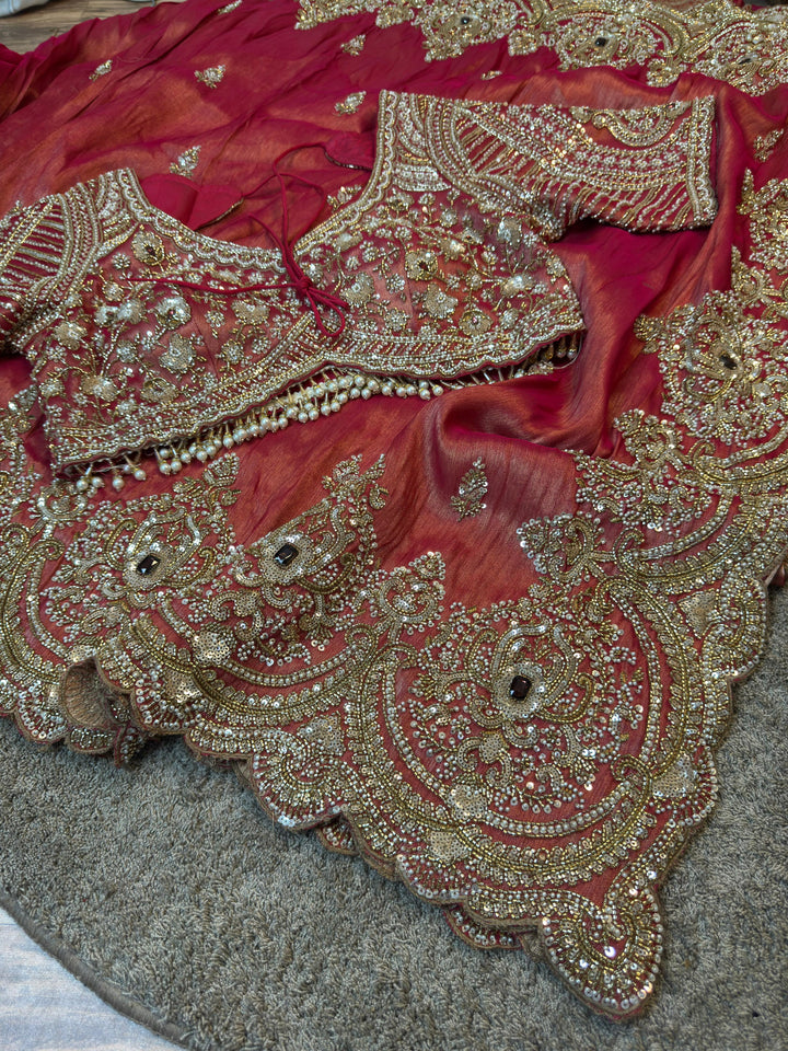 Designer Silk Tissue Saree with Heavy Embroidered Stitched Blouse